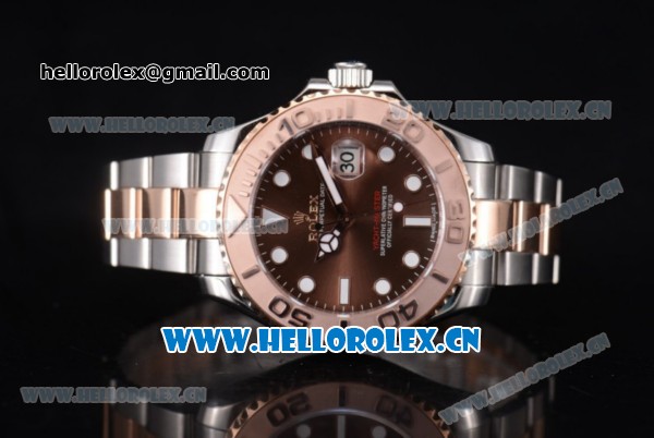 Rolex Yacht-Master 40 Asia 2813 Automatic Two Tone Case/Bracelet with Brown Dial and Dot Markers - Click Image to Close